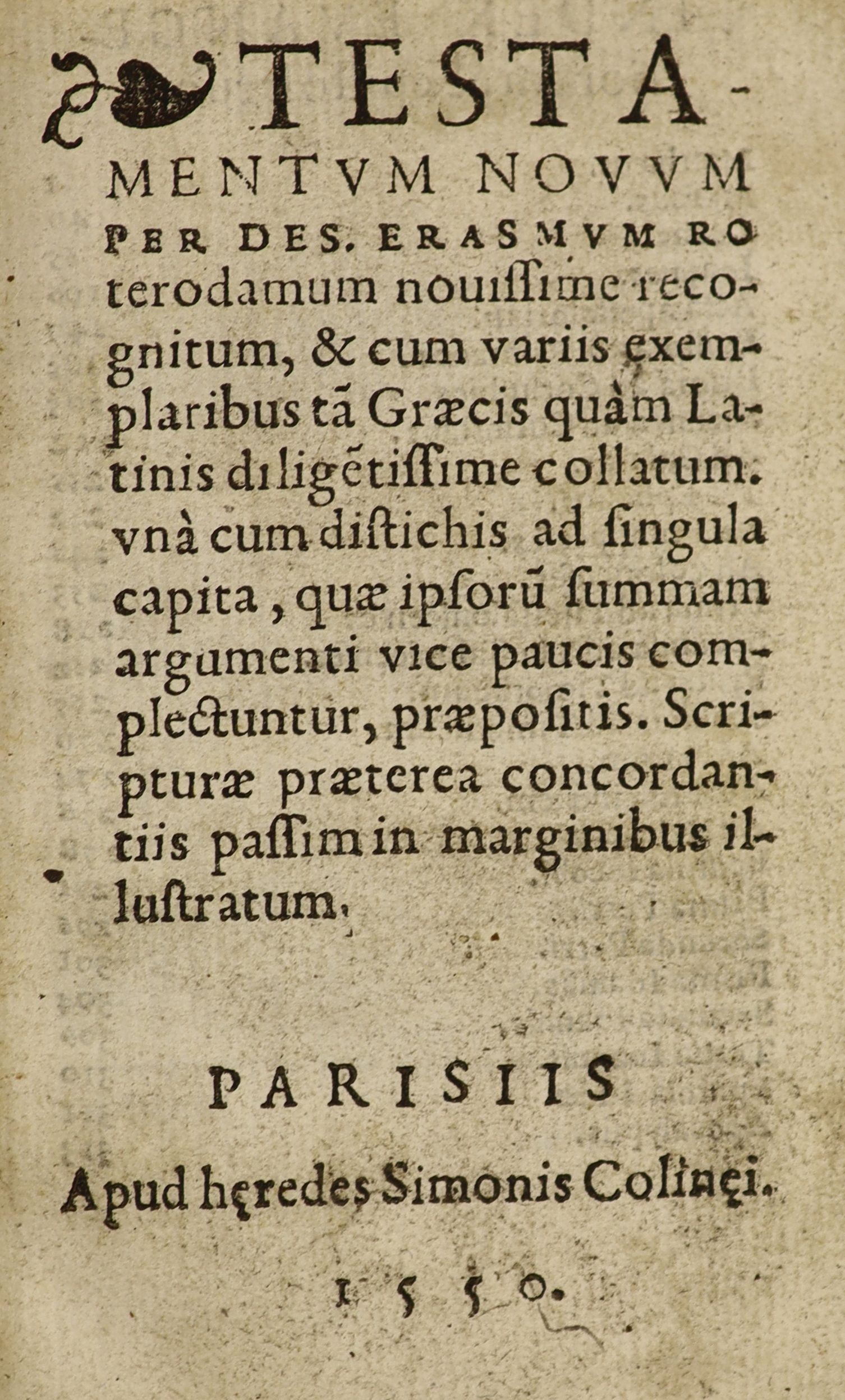 [Holy Bible] Testmentum Novum per Des Erasmum roterodamum novissime recognitum...